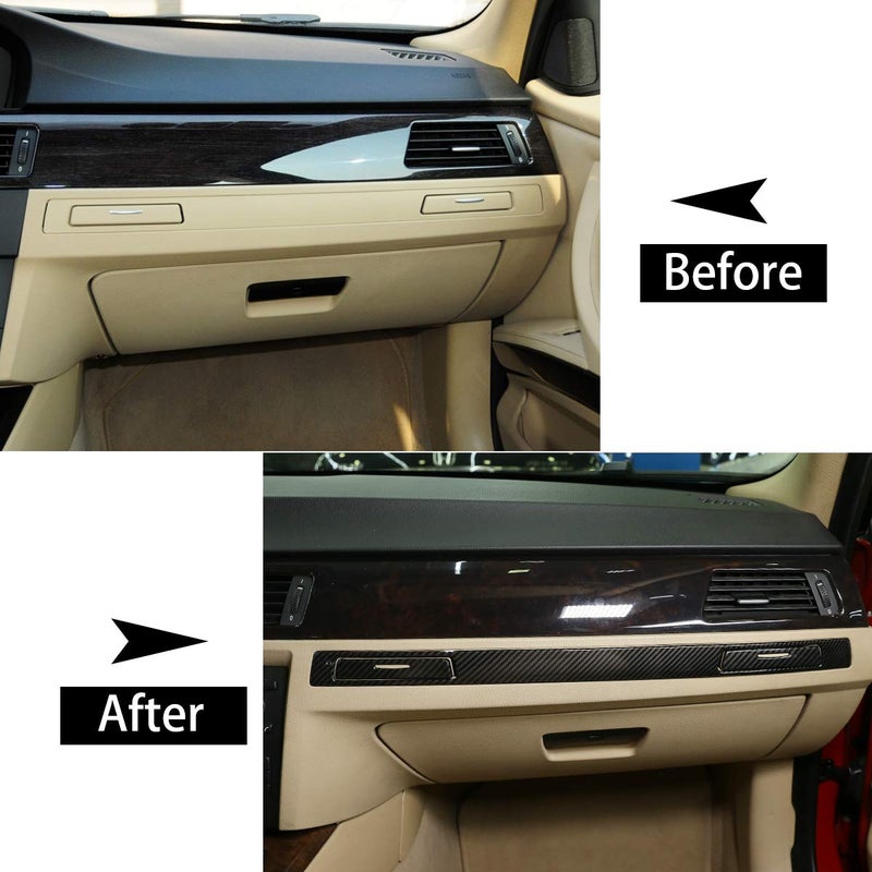 CHEYA ABS Carbon Fiber Dashboard Cup Holder Decoration Strips Trim Stickers 3pc for BMW 3 Series E90 2005-2012 Car Accessoires - Image 3